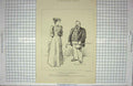 Original Old Antique Print Drawing Tom Browne Mss Miggs Walker Romance