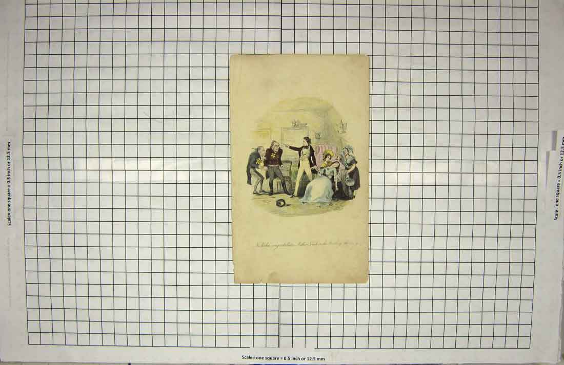 Original Old Antique Print Colour Scene Nicholas Arthur Wedding Morning