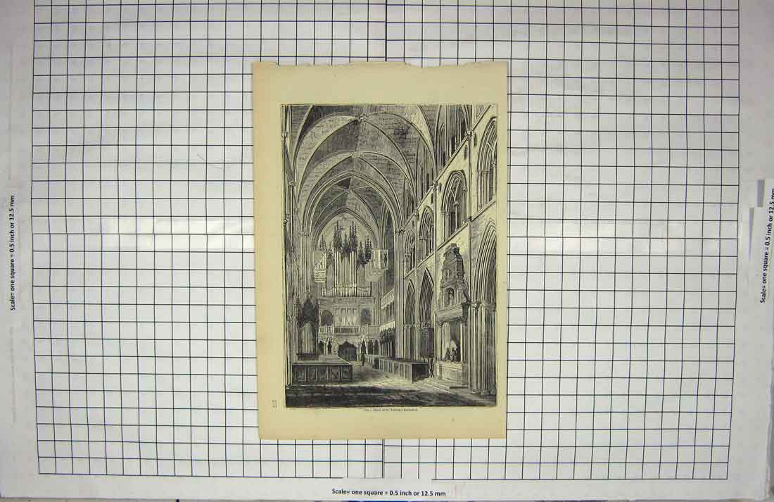 Original Old Antique Print Architecture Choir Patricks Cathedral