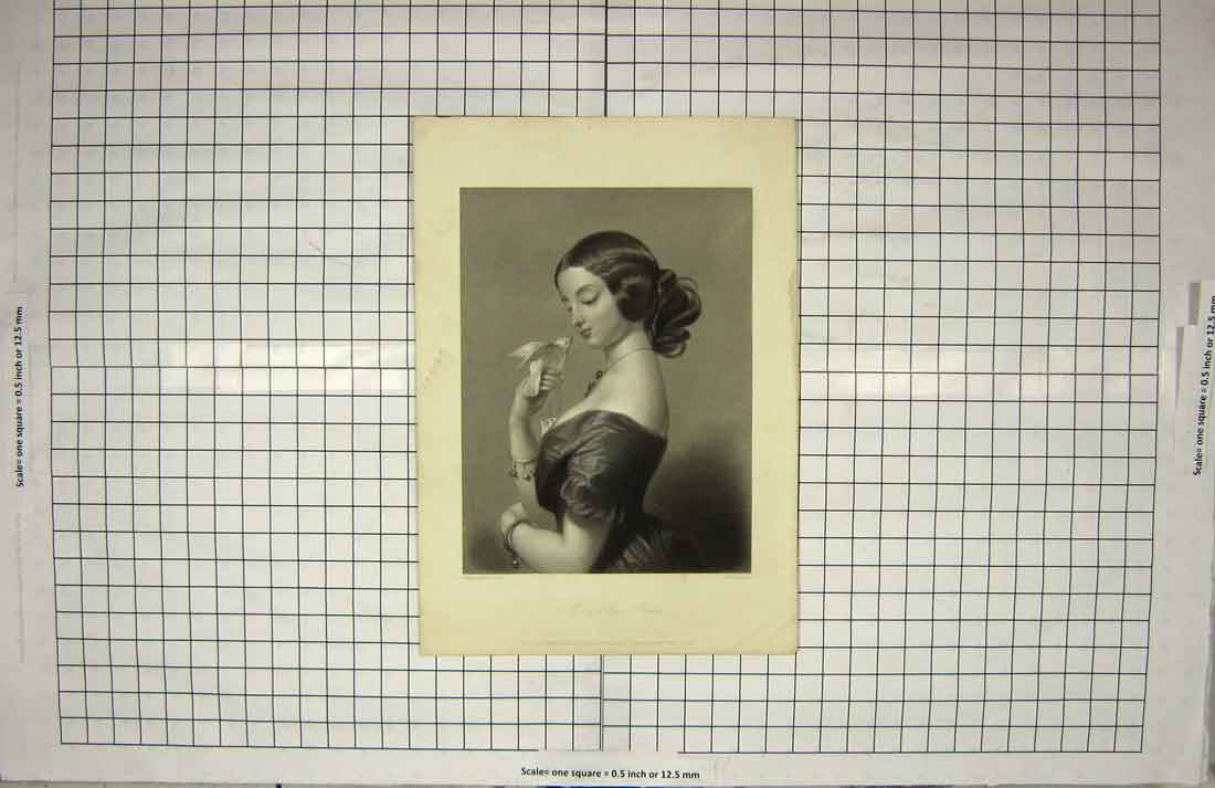 Original Old Antique Print 1842 Portrait Ellen Power Robinson Landseer 19th