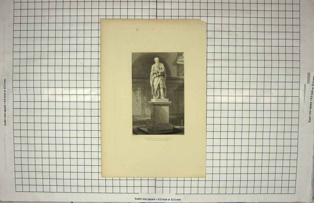 Original Old Antique Print Statue Sir Isaac Newton Ante Chapel Trinity College