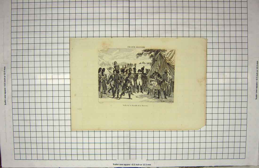 Original Old Antique Print Military Scene France Moscowa Siers War Tent 19th