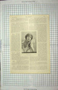 Original Old Antique Print 1900 Portrait Miss Simeta Marsden Social Jester Tea