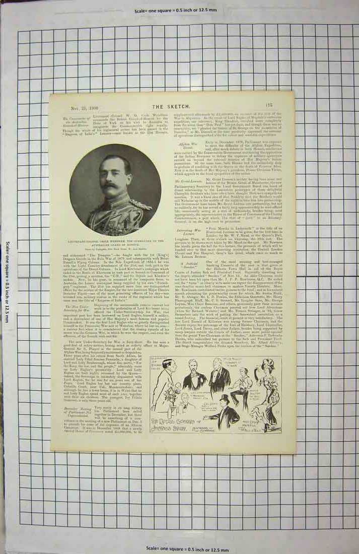 Original Old Antique Print 1900 Crole Wyndham Man Courts Justice Social Jester