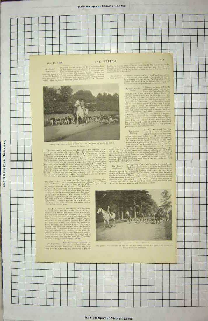 Old Antique Print Queen'S Staghounds Ascot Hunting Sport Social Jester 20th