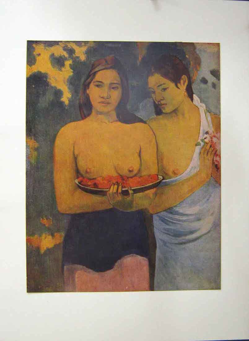 Original Old Antique Print Tahitian Women Mango C.1899 W. C. Osborn Victorian