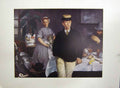 Original Old Antique Print Luncheon In The Studio Tea Hats C.1868 Victorian