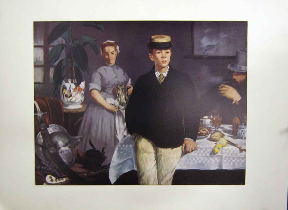 Original Old Antique Print Luncheon In The Studio Tea Hats C.1868 Victorian