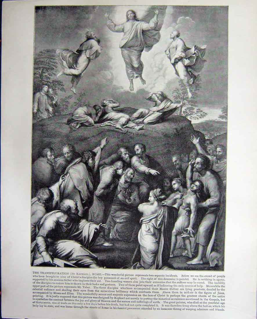 Original Old Antique Print Transfiguration Rome Grand Opera House Paris France