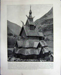 Old Antique Print Borgund Church Norway Palazzo Vecchio Florence Italy