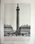 Original Old Antique Print Vendome Column Paris France Niagara Falls Canada