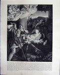 Original Old Antique Print Holy Night Dresden Gallery Rosenberg Palace Denmark