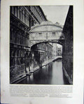 Original Old Antique Print Bridge Sighs Venice Leaning Tower Pisa Italy Statue