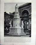 Old Antique Print Statue Leonardo Vinci Milan Italy Great Pyramid Egypt