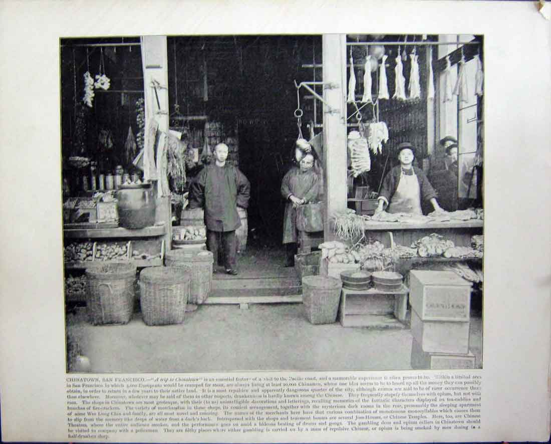 Old Antique Print Chinatown San Francisco Cathedral City Mexico America