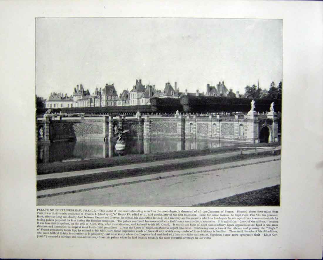 Old Antique Print Palace Fontainebleau France Houses Parliament London