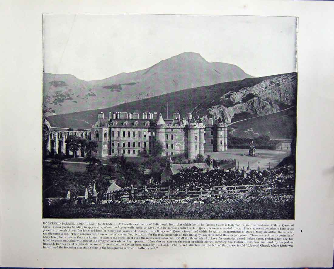Original Old Antique Print Holyrood Palace Edinburgh Scotland Emperor'S Berlin