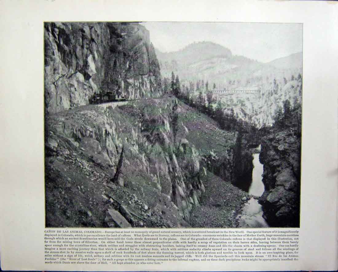 Old Antique Print Canon De Las Animas Colorado Alcazar Augustine Florida