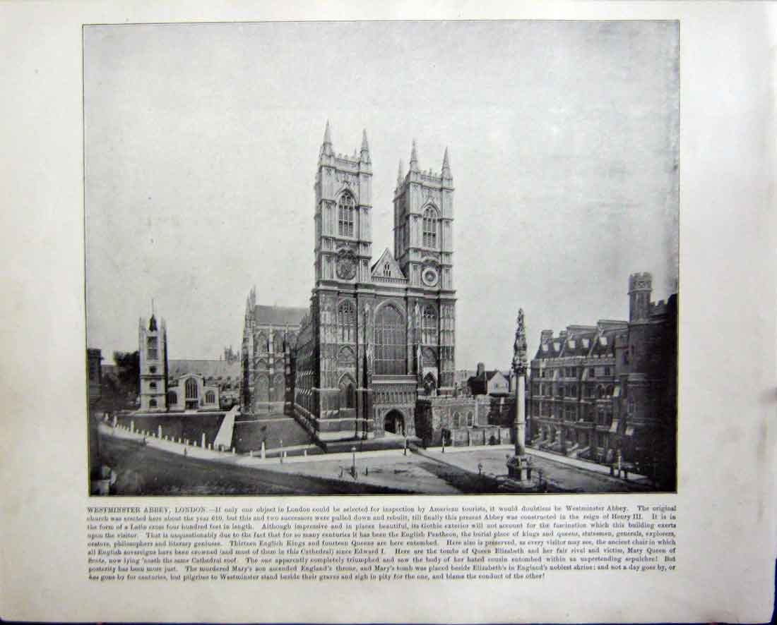 Original Old Antique Print Westminster Abbey London Boulevard Madeleine Paris