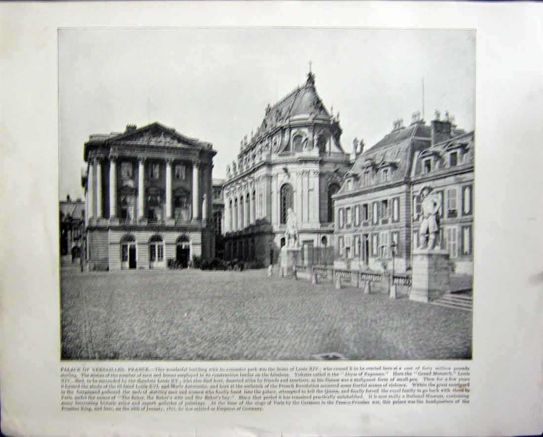 Old Antique Print Palace Versailles France Curiosity Shop London England