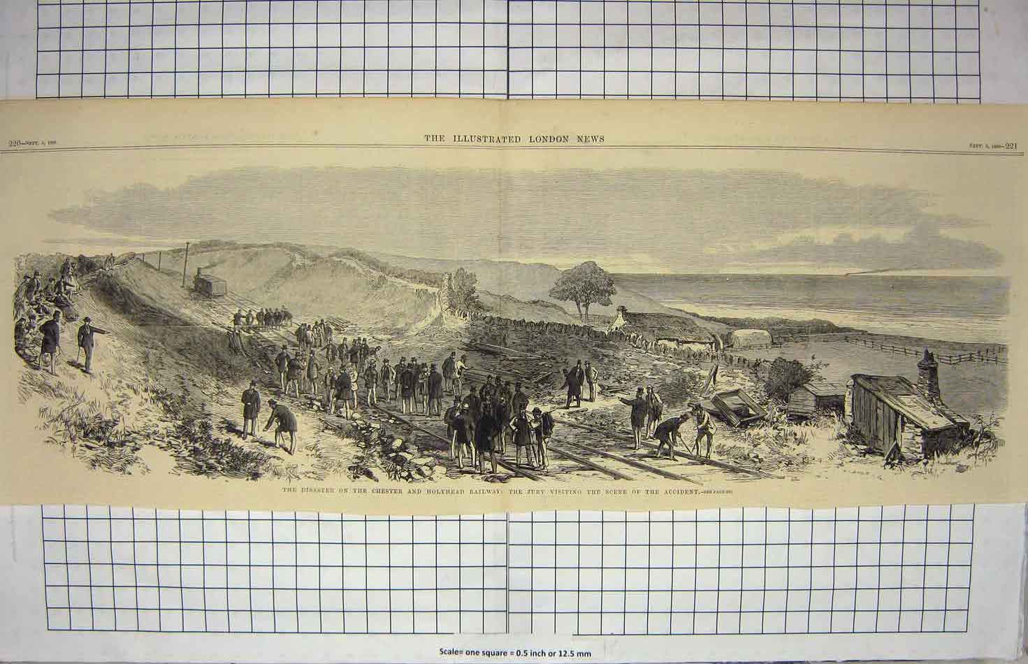 Original Old Antique Print 1868 Train Crash Chestr Holyhead Railway Accident