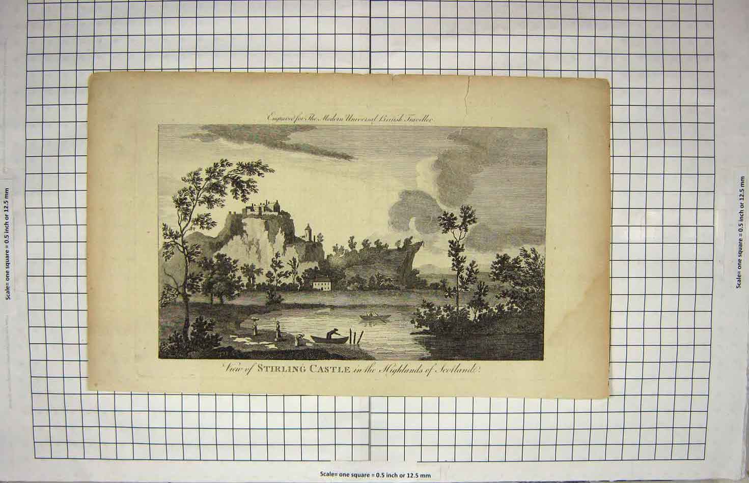 Original Old Antique Print View Stirling Castle Highlands Scotland Architecture