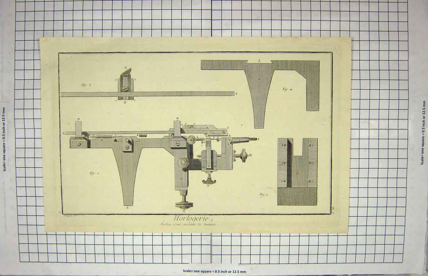 Original Old Antique Print *3726 Horlogerie Instruments Machinery