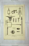 Original Old Antique Print Horlogerie Suspensions Instruments