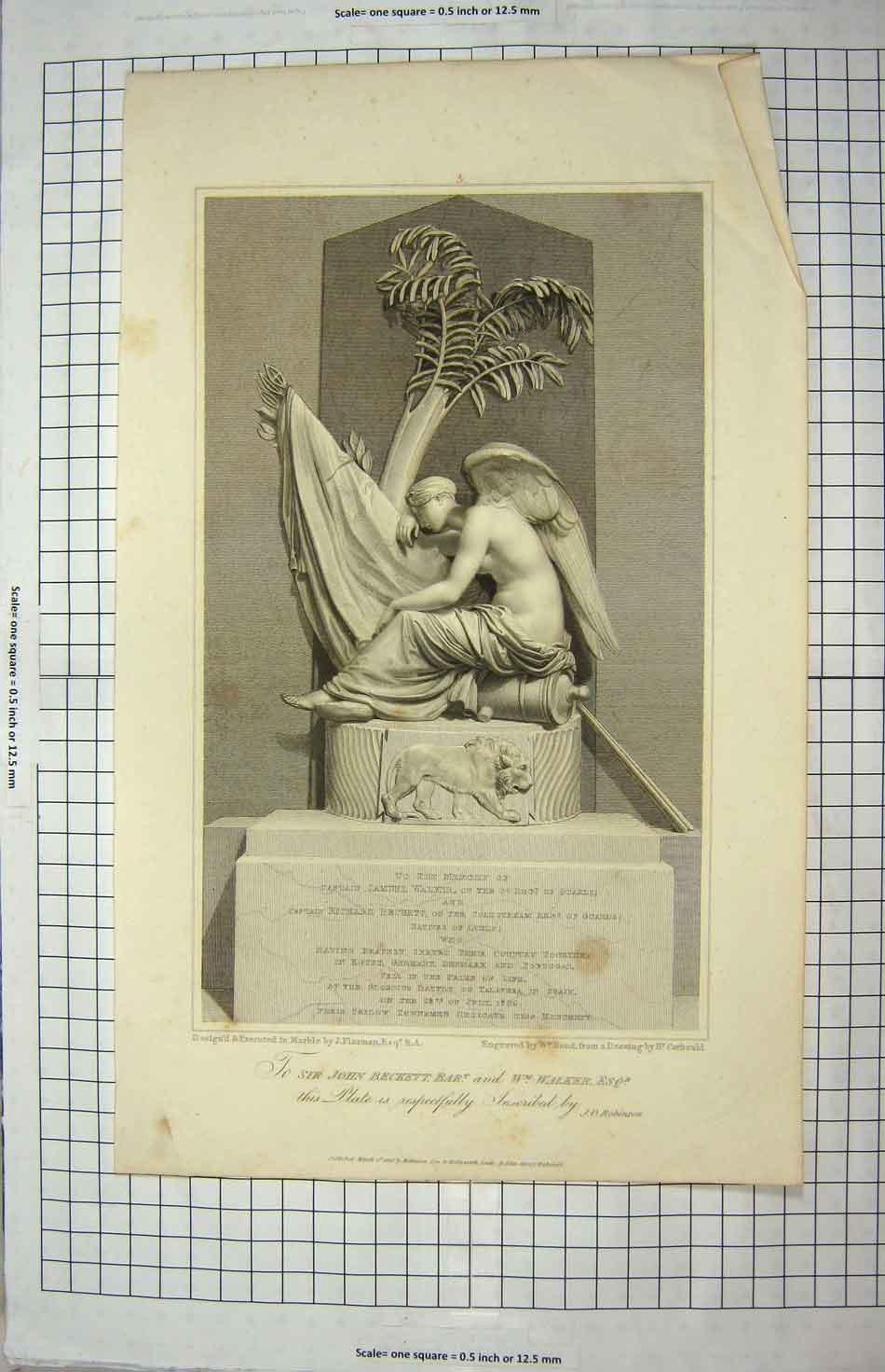 Original Old Antique Print 1816 Monument Samuel Walker Richard John Beckett