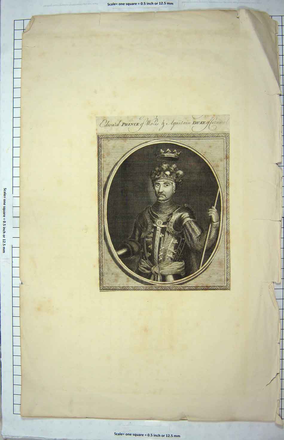 Original Old Antique Print Portrait Edward Prince Wales Duke Cornwall