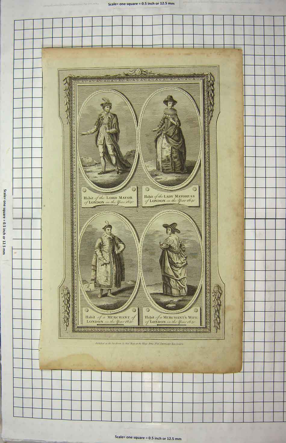 Original Old Antique Print Lord Mayor London Mayoress Merchant London Hogg