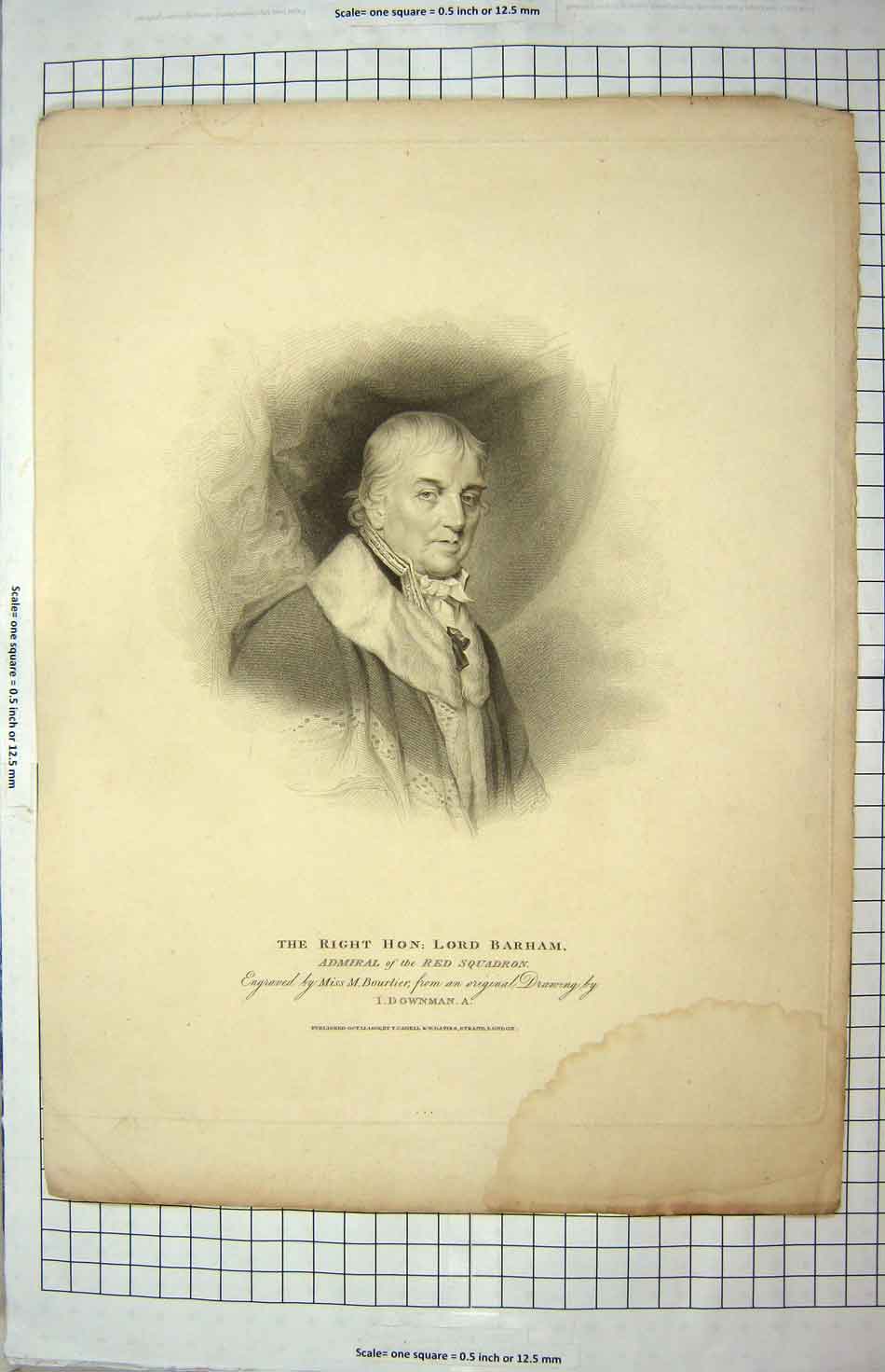 Old Antique Print 1809 Portrait Lord Burham Admiral Red Squadron Bourlier 19th