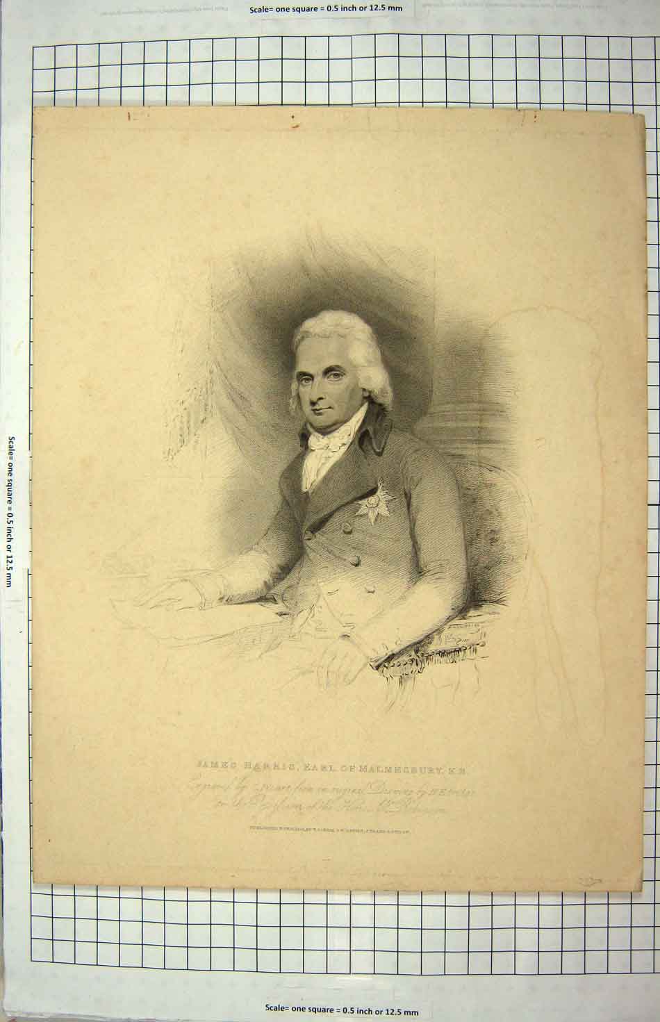 Original Old Antique Print 1814 James Harris Earl Malmesbury Engraving Picart