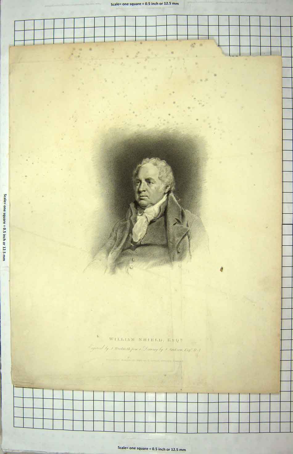 Original Old Antique Print 1822 Portrait William Shield Woolnoth Engraving 19th