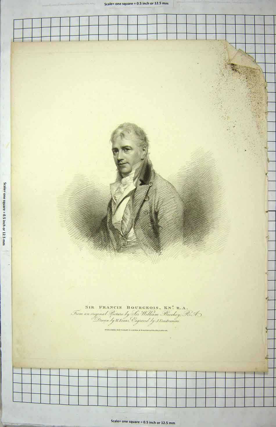 Original Old Antique Print 1811 Portrait Sir Francis Bourgeois Vendramini 19th