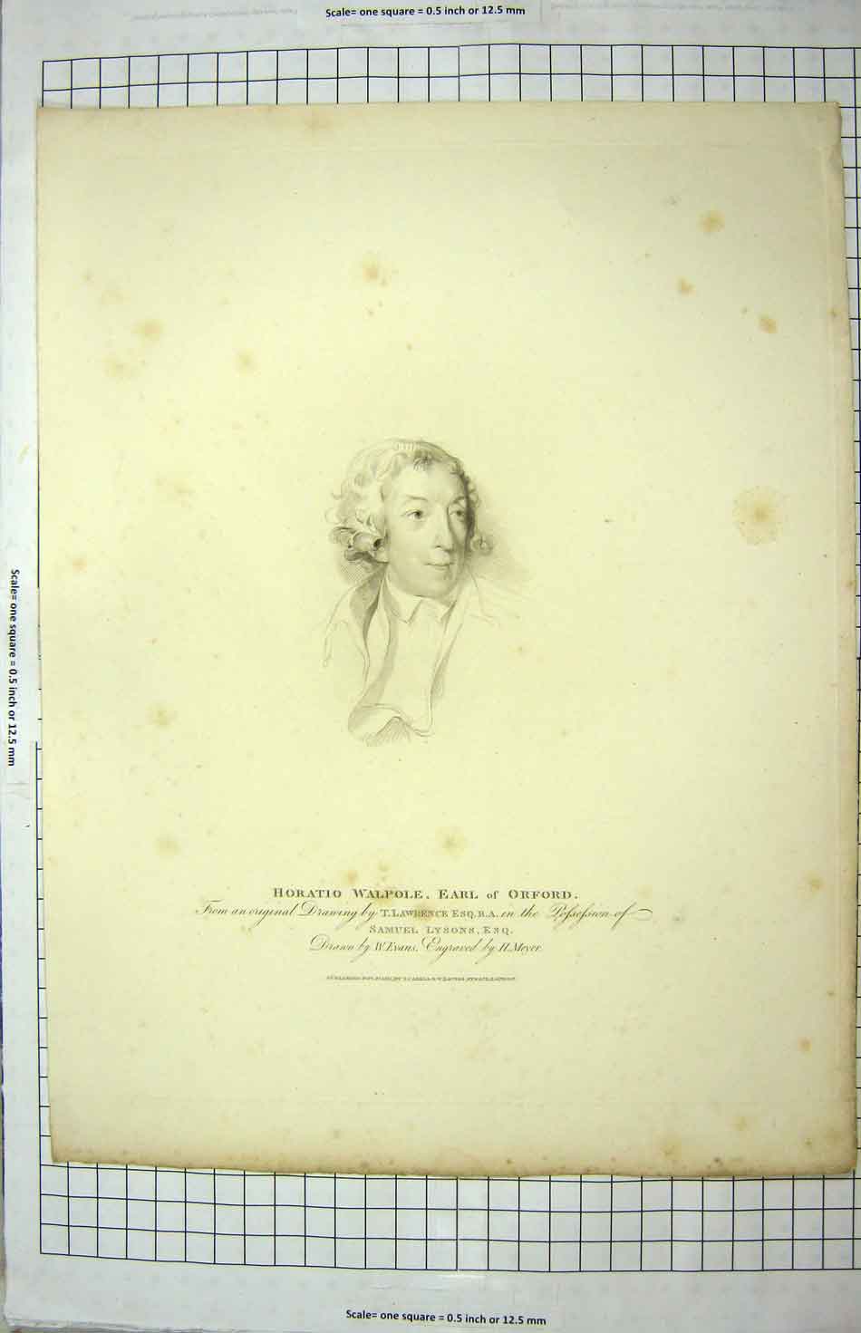 Original Old Antique Print 1811 Portrait Horatio Walpole Arl Orford Meyer 19th