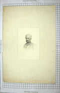 Original Old Antique Print Portrait Man War Medal Engraving