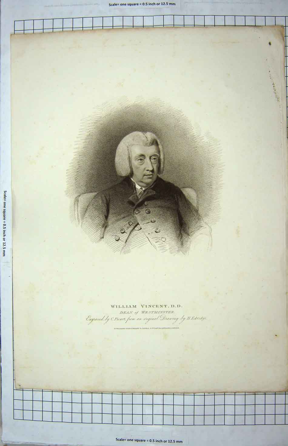 Old Antique Print 1810 Edridge Portrait William Vincent Dean Westminster 19th