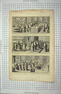 Original Old Antique Print Holy Men Procession Saintes Huiles Eveque Pastorale