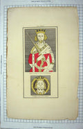 Original Old Antique Print Colour Figure Gloucester Cathdral Acton Church 19th
