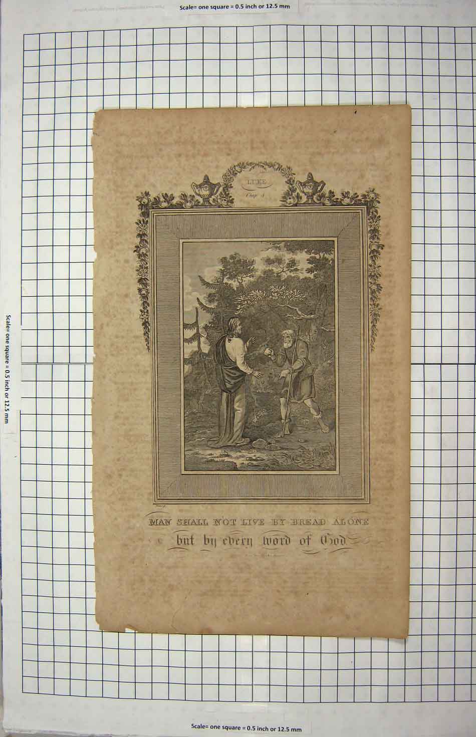 Original Old Antique Print Scene Poor Man Bread Country 19th Century