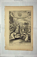 Original Old Antique Print Bible Story Scene David Ark Music Governor Kent