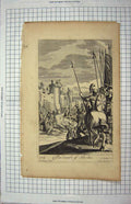 Original Old Antique Print Bible Story Scene Death Sheba Battle