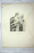 Original Old Antique Print Engraving La Giuditta Man Head Basket