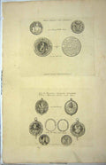 Original Old Antique Print Coins Medals Crown Piece Willis Armig Antiquaria