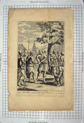 Old Antique Print Bible Story Scene Joachin Out Prison Siege Jerusalem