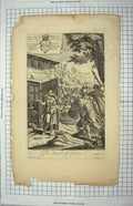 Original Old Antique Print Bible Story Scene Punishment Adonibeza Death Sisera