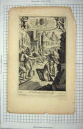 Old Antique Print Bible Story Dead Man Raised Life Jesabell Thrown Dogs