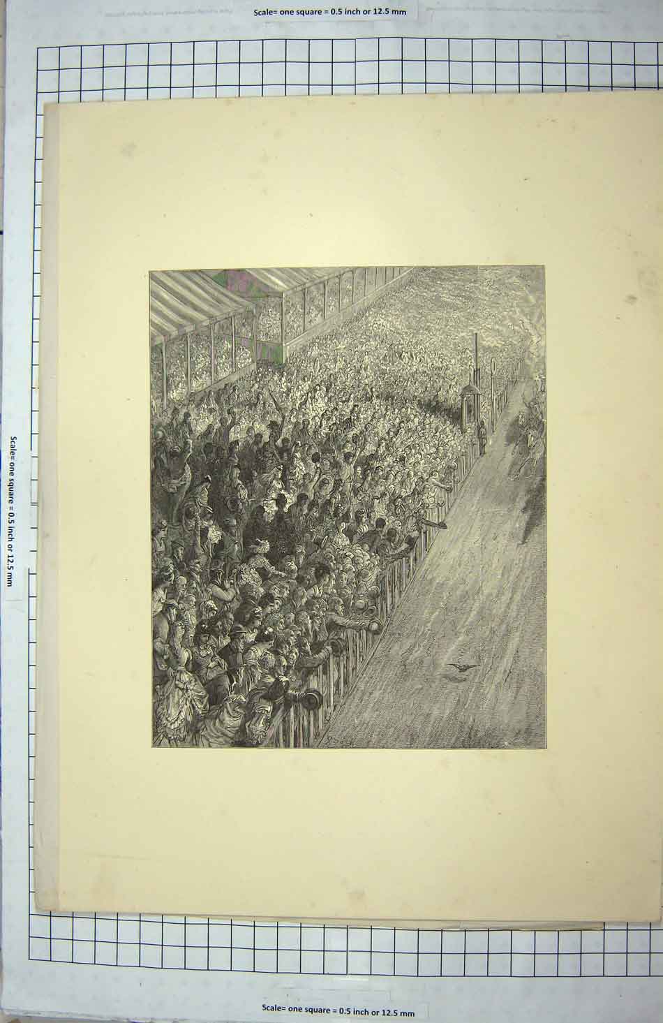 Original Old Antique Print The Derby Finish The Race Horse Crowd