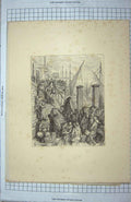 Original Old Antique Print Billingsgate Landing The Fish Fishermen
